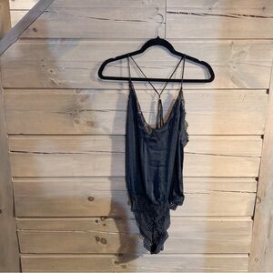 Intimately Free People Black Silky Lace Bodysuit